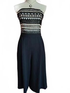 Alice + Olivia Emberly Beaded Gaucho Jumpsuit EUC Size 6